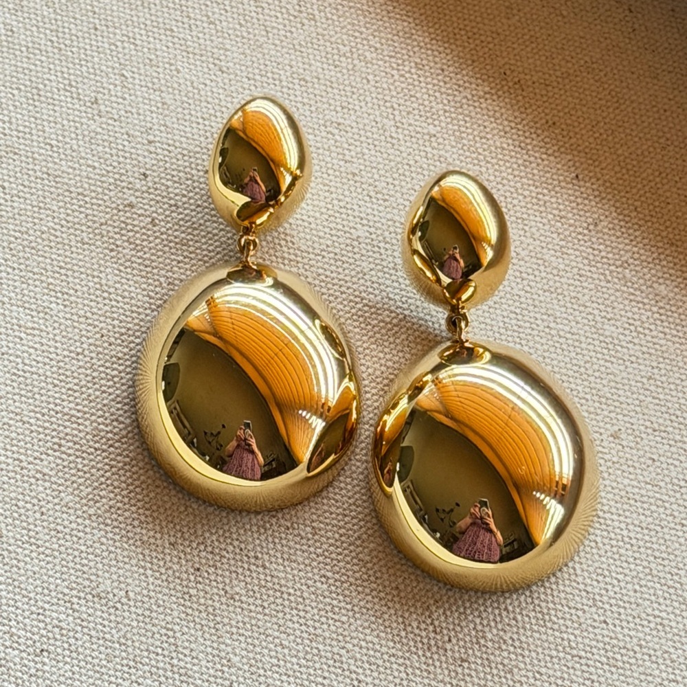 Isabel Marant ‘Awa’ Oversized Gold Tone Sculptural Drop Earrings Retail $495 - Picture 8 of 15